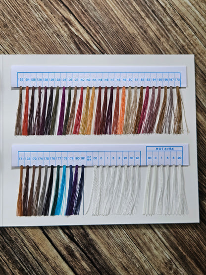 Vinymo MBT Official Thread Guide showing right side colour options and thread sizes - Hunterwood NZ